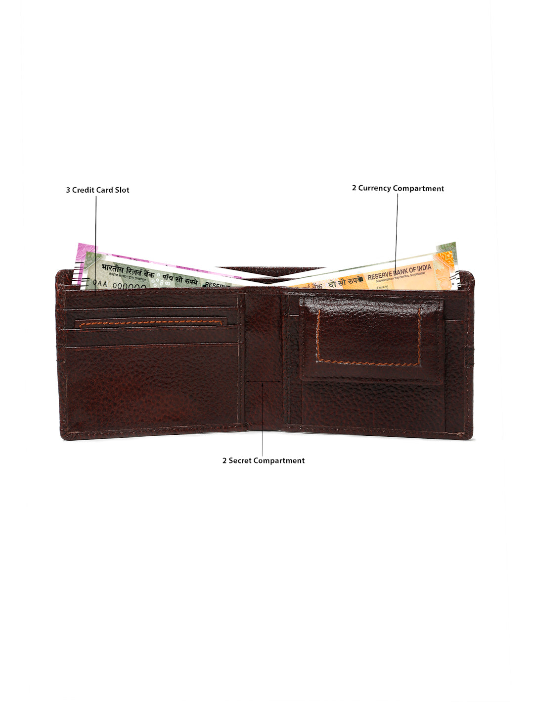 Kosher Premium Brown Leather Wallet for Men – Stylish & Durable with Multi-Stripe Design