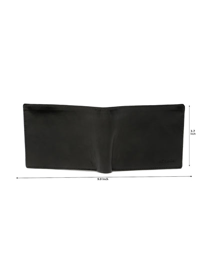 KOSHER Black Color Men's Classic Bi-Fold Leather Wallet With Flap ID Card Window And Multiple Card Slots