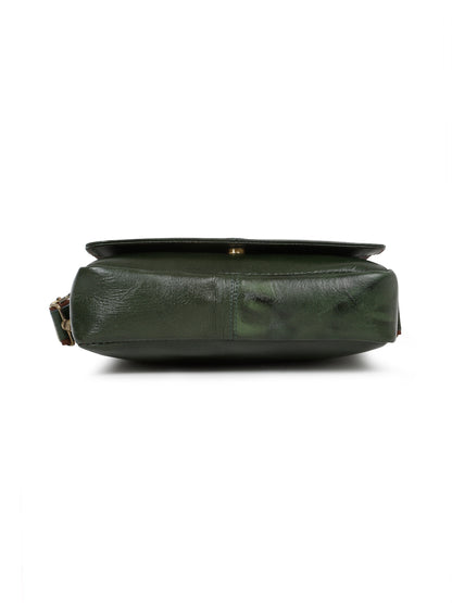 KOSHER Genuine Leather Crossbody Sling Bag – Elegant Green Office & Casual Bag for Men / Women