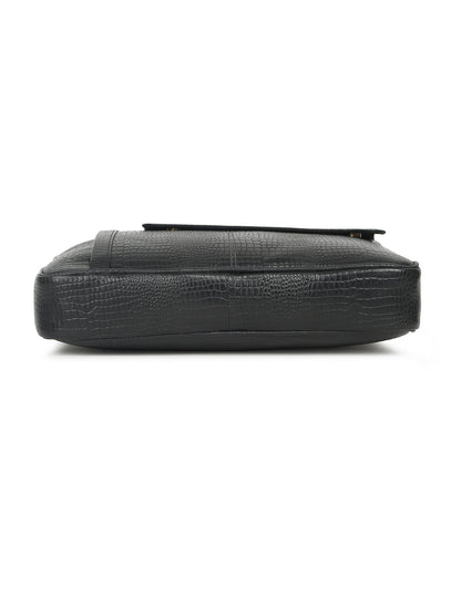 KOSHER Men's  Crocodile Textured Genuine Leather Laptop Bag with Detachable Shoulder Strap for Men / Women