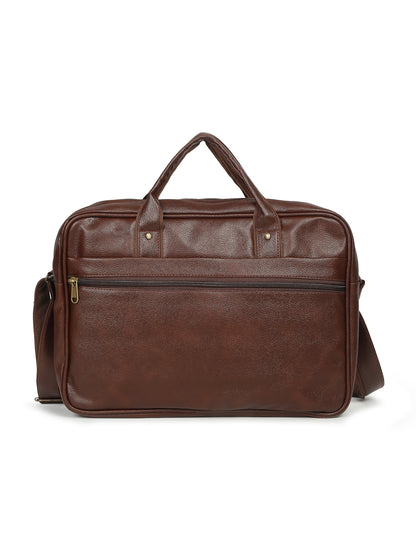 KOSHER Professional Brown Faux Leather Laptop Messenger Bag for Men / Women