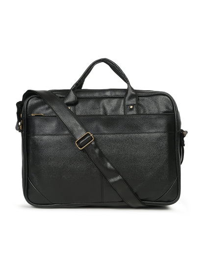KOSHER Professional Black Faux Leather Laptop Messenger Bag for Men / Women