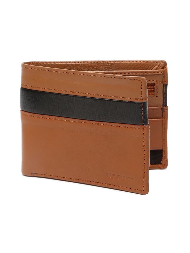 KOSHER Tan Color Premium Soft Leather With Zipp Coin Pocket Wallet for Men's