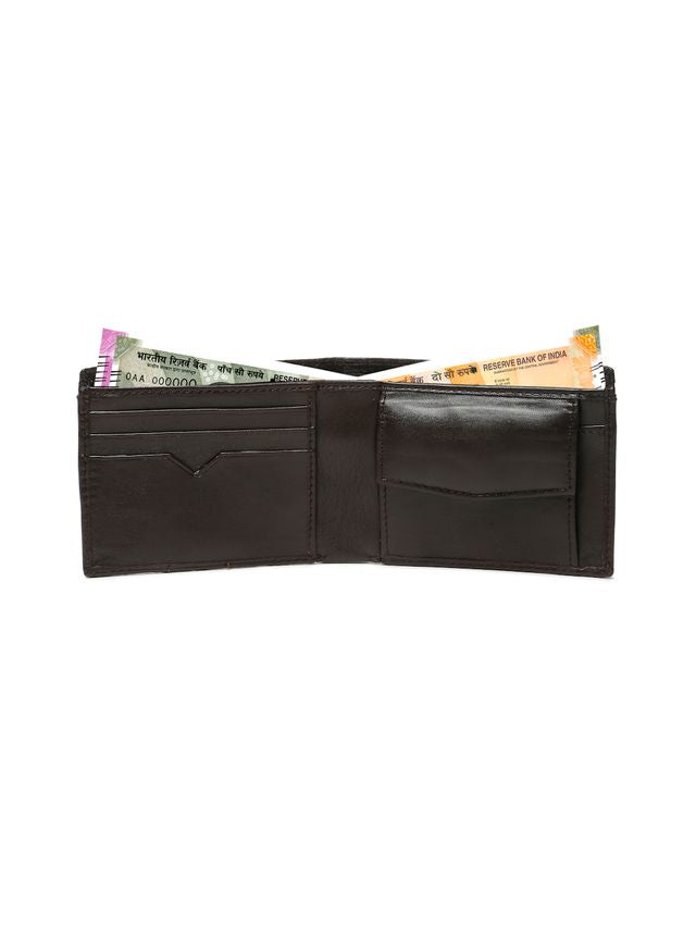 KOSHER Brown Color v Strap Premium Leather Wallet with tich button coin pocket wallet for men's