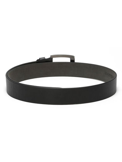KOSHER Black Color Textured Men’s Classic Genuine Leather Belt with Antique Silver Buckle